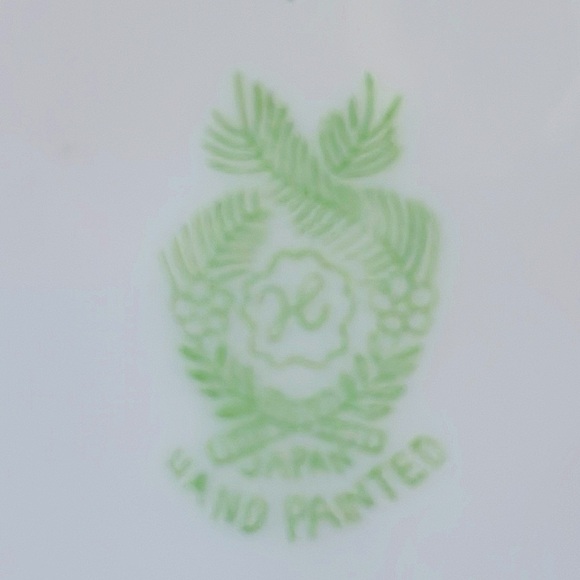 Hand Painted Porcelain Salad Plate Japan Flowers Gold Green Pink Yellow Set of 3 - Picture 4 of 4